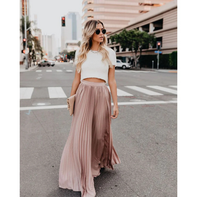 Lightweight women’s maxi skirt – pleated design, breathable fabric, for casual or formal occasions 1