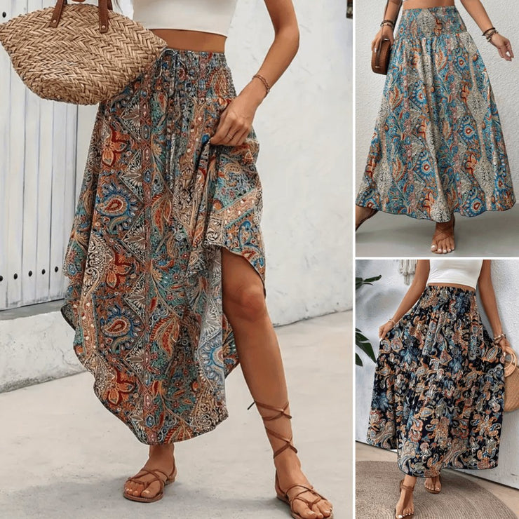 Lightweight & flowy women’s maxi skirt – paisley print, soft cotton blend, for summer occasions 6