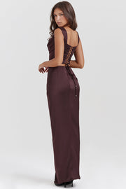 Supportive women’s corset maxi skirt set – structured top, flowing design, for versatile occasions 3